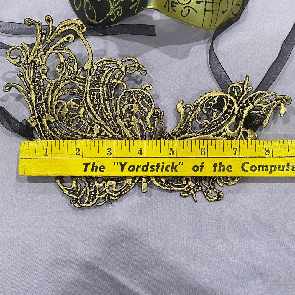 Gold and Black Venetian Masquerade Masks - Elegant Party Eye Mask set